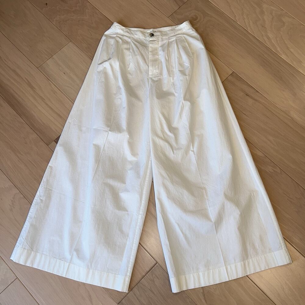 Doen Cotton High Rise Ultra Wide Leg Crop Pleated Trousers Women’s 25